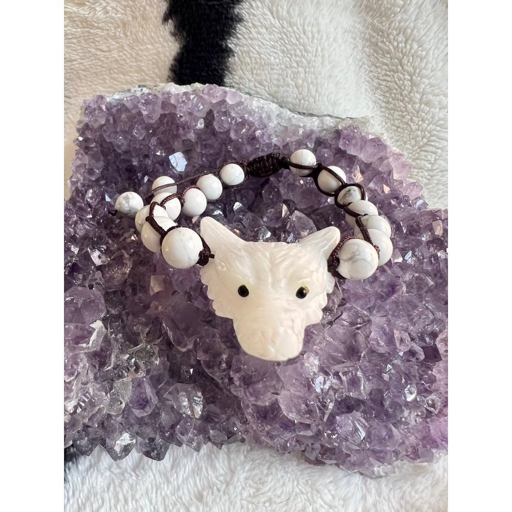 LAST ONE! WOLF SPIRIT ANIMAL Obsidian Mala Bracelet - Picture 9 of 14